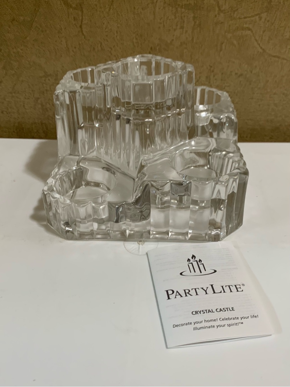 Partylite Faceted Crystal Castle Lead Crystal Tealight Candle Holder P8834